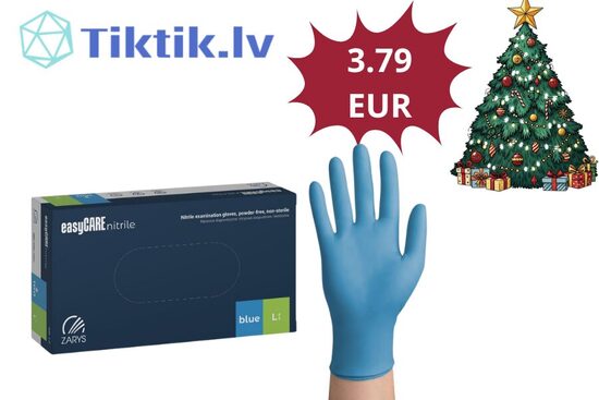 Nitrila cimdi, nepūderēti «Easy CARE», zilā krāsā, 100 gb.